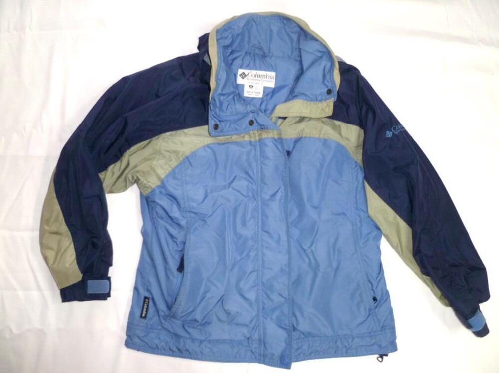 COLUMBIA USED WOMEN'S M BLUE/NAVY/TAUPE NYLON LIGHT JACKET COAT/SHELL/PARKA